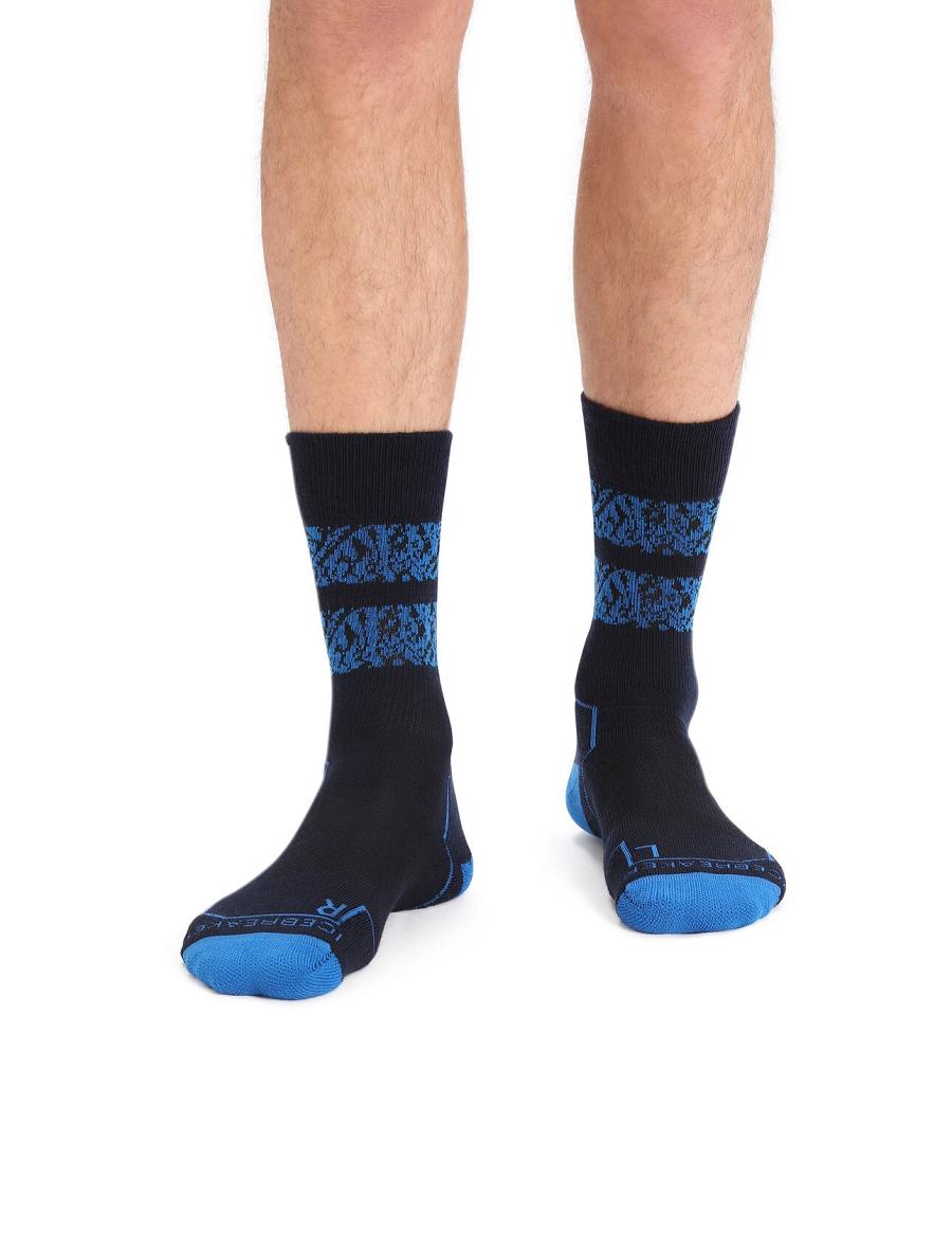 Men's Icebreaker Merino Hike+ Light Crew Natural Summit Socks Midnight Navy / Lazurite | CA 1941FDNM